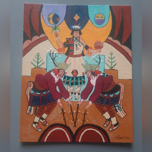 Native American Southwestern Artwork on canvas 8x10 set - Picture 3 of 8